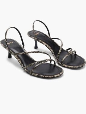 Mango Slingback Kitten Heel Sandal In Snake Print